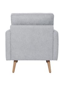 Fauteuil Saint in lichtgrijs met eikenhouten poten, Bekleding: polyester, Frame: massief grenenhout, spaan, Geweven stof lichtgrijs, B 85 x D 76 cm