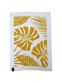 Paños de cocina de lino y algodón Urban Jungle, 2 uds., 50% lino, 50% algodón, Blanco, amarillo, An 50 x L 70 cm