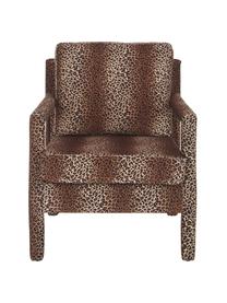 Fluwelen fauteuil Claudette met bruin luipaardpatroon, Bekleding: fluweel (100% polyester), Frame: massief grenenhout, multi, Bruin, zwart, B 65 x H 75 cm