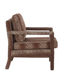Fluwelen fauteuil Claudette met bruin luipaardpatroon, Bekleding: fluweel (100% polyester), Frame: massief grenenhout, multi, Bruin, zwart, B 65 x H 75 cm