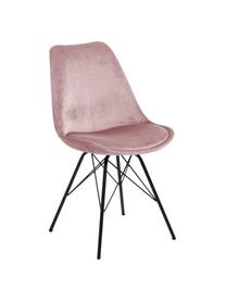 Fluwelen stoelen Eris, 2 stuks, Bekleding: polyester fluweel De bekl, Poten: gepoedercoat metaalkleuri, Fluweel oudroze, poten zwart, B 49 x D 54 cm