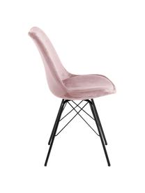 Chaise rembourrée en velours Eris, 2 pièces, Velours vieux rose, pieds noir