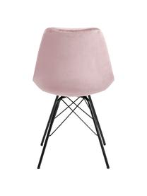 Krzesło tapicerowane z aksamitu Eris, 2 szt., Tapicerka: aksamit poliestrowy Dzięk, Nogi: metal malowany proszkowo, Aksamitny brudny różowy, nogi: czarny, S 49 x G 54 cm