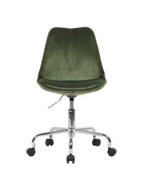 Chaise de bureau pivotante en velours Lenka, hauteur ajustable, Velours vert, larg. 65 x prof. 56 cm