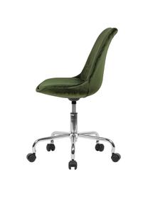 Chaise de bureau pivotante en velours Lenka, hauteur ajustable, Velours vert, larg. 65 x prof. 56 cm