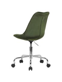 Chaise de bureau pivotante en velours Lenka, hauteur ajustable, Velours vert, larg. 65 x prof. 56 cm