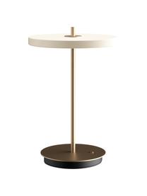 Lampada da tavolo piccola a LED dimmerabile Asteria, Paralume: alluminio rivestito, Base della lampada: acciaio rivestito, Beige, Ø 20 x Alt. 31 cm