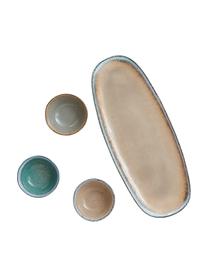 Handgemachte Dipschälchen Nomimono mit Serviertablett, 4er-Set, Steingut, Grau-, Beige- und Blautöne, Set mit verschiedenen Größen