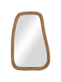 Handgemaakte scheve spiegel Organic met rotan lijst, Lijst: rotan, Lichtbruin, B 61 x H 120 cm