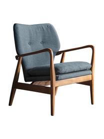 Loungefauteuil Jomlin van eikenhout, Bekleding: linnen, Frame: eikenhout, Donkergrijs, 70 x 60 cm