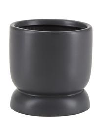 Macetero pequeño de cerámica Bobble, Cerámica, Negro mate, Ø 11 x Al 11 cm