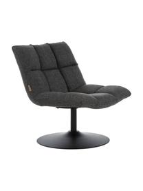 Fauteuil pivotant capitonné gris foncé Bar, Tissu gris foncé, larg. 66 x haut. 81 cm