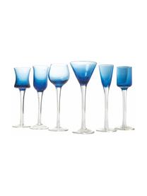 Set 6 bicchieri liquore Chupos, Vetro, Blu trasparente, Ø 5 x Alt. 16 cm