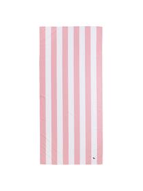 Dun gestreept microvezel strandlaken Cabana in roze, Roze, wit, B 90 x L 200 cm