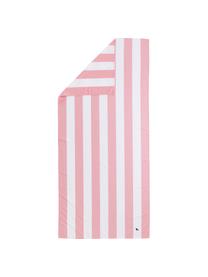 Dun gestreept microvezel strandlaken Cabana in roze, Roze, wit, B 90 x L 200 cm