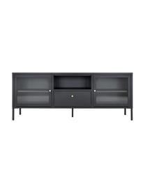 TV-Konsole Dalby, Gestell: Stahl, pulverbeschichtet, Front: Glas, Griffe: Metall, beschichtet, Schwarz, B 160 x H 60 cm