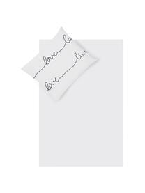 Dubbelzijdig dekbedovertrek Live, Katoen, Bovenzijde: wit, zwart. Onderzijde: wit, 140 x 200 cm + 1 kussenhoes 60 x 70 cm