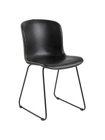 Kunstleren stoelen Story, 2 stuks, Bekleding: kunstleer, Poten: gepoedercoat metaal, Zwart, 47 x 51 cm