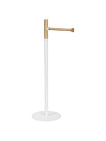 Portarrollos de baño Balham, Metal, madera de caucho, pintado, Blanco, madera de caucho, Ø 17 x Al 55 cm