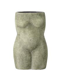 Kleine vaas Emeli van terracotta, Terracottarood, Groen, B 10 cm x H 16 cm