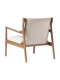 Chaise longue bois de frêne Kira, Tissu beige, bois de frêne, larg. 79 x haut. 78 cm