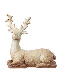 Handgefertigter Deko-Hirsch Deer, Steingut, Braun, Beige, B 16 x H 15 cm
