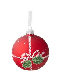 Boules de Noël soufflées bouche Mistel, 6 élém., Verre, Rouge, vert, blanc, Ø 8 cm