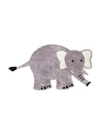 Tapis enfant Ellie Elephant, 100 % viscose, 4600 g/m², Gris, noir, blanc, larg. 100 x long. 180 cm (taille S)