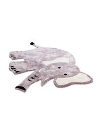 Tapis enfant Ellie Elephant, 100 % viscose, 4600 g/m², Gris, noir, blanc, larg. 100 x long. 180 cm (taille S)