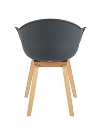 Sedia con braccioli e gambe in legno Claire, Seduta: materiale sintetico, Gambe: legno di faggio, Antracite, legno di faggio, Larg. 60 x Alt. 54 cm