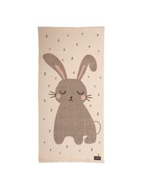 Tappeto in cotone con coniglietto Rabbit, Cotone, Bianco spezzato, Larg. 70 x Lung. 140 cm