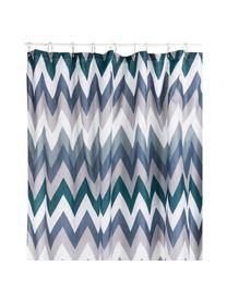 Douchegordijn Hanneke met zigzag patroon, 100% polyester, digital bedrukt
Waterafstotend, niet waterdicht, Blauw, grijs, wit, groen, 180 x 200 cm