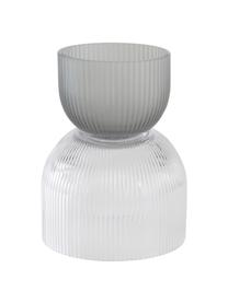 Vaso/portalumino decorativo in vetro rigato Kate, Vetro, Trasparente, grigio, Ø 16 x Alt. 21 cm