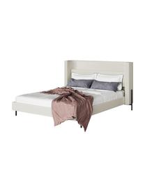 Gestoffeerd bed Tivoli in ecru, Frame: massief eucalyptushout en, Bekleding: 100% polyester, Poten: gepoedercoat staal, Geweven stof lichtbeige, 160 x 200 cm