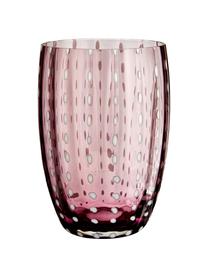 Vasos de vidrio soplado artesanalmente Melting Pot Berry, 6 uds., Vidrio, Azul, rojo, Ø 7-9 x Al 10-11 cm