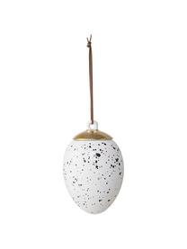 Œuf de Pâques à suspendre Spotty, 2 pièces, Céramique, Blanc, noir, couleur dorée, Ø 8 cm x haut. 14 cm