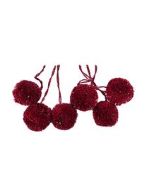 Pompons Lily, 6 pièces, Coton avec fil de lurex, Lie de vin, couleur dorée, Ø 4 x haut. 13 cm