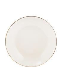 Ručne vyrobený hlboký tanier so zlatým okrajom Allure, 6 ks, Keramika, Biela, odtiene zlatej, Ø 21 cm