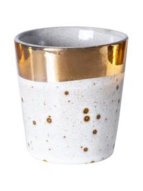 Ručne vyrobený hrnček so zlatou dekoráciou 70's, Kamenina, Biela, odtiene zlatej, Ø 8 x V 8 cm, 180 ml