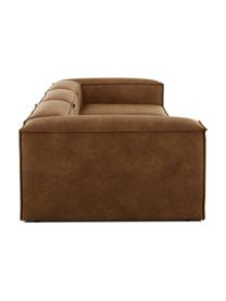 Sofá modular de cuero reciclado Lennon (4 plazas), Tapizado: cuero reciclado (70% cuer, Estructura: madera maciza, madera con, Patas: plástico, Cuero marrón, An 327 x F 119 cm