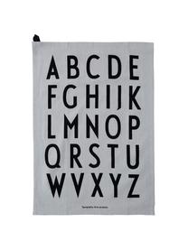 Theedoeken Classic in grijs met designletters, 2 stuks, Katoen, Grijs, zwart, B 40 x L 60 cm