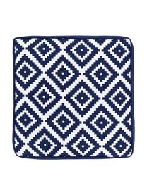 Cuscino sedia alto blu scuro/bianco Miami, Rivestimento: 100% cotone, Blu, Larg. 40 x Lung. 40 cm