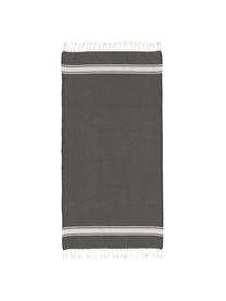 Fouta con flecos St Tropez, 100% algodón, Verde oscuro, An 100 x L 200 cm