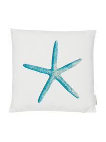 Funda de cojín Starfish, 100% algodón de canvas, Azul, blanco, An 45 x L 45 cm