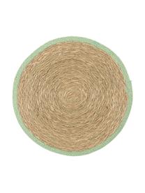 Ronde placemats Boho, 2 stuks, Zeegras, Beige, groen, Ø 35 cm