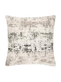 Housse de coussin 45x45 vintage Corinne, Blanc crème, noir, gris, larg. 45 x long. 45 cm