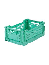 Caja plegable apilable Mint, pequeña, Plástico reciclado, Verde menta, An 27 x Al 11 cm