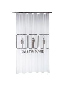 Rideau de douche blanc à motif Save the Planet, Blanc, gris, larg. 180 x long. 200 cm