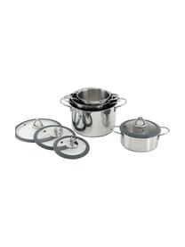 Set pentole in acciaio inox Milano 8 pz, Coperchio: vetro, silicone, Argentato, grigio, Set in varie misure