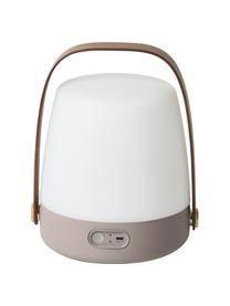 Lámpara de mesa para exterio regulable Lite-up, portátil, Pantalla: plástico, Estructura: madera, silicona, Asa: madera, Cable: plástico, Beige, blanco, marrón oscuro, Ø 20 x Al 26 cm